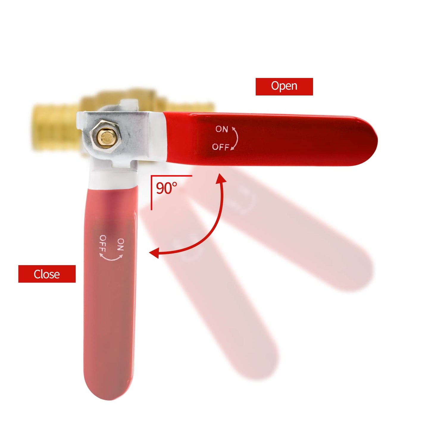 20pcs PEX Ball Valves, 3/4" PEX Brass Full Port Shut Off Ball Valve, Full Port Shut-off Ball Valve, Quarter Turn HOT (RED) COLD (BLUE) of Water Stop Shut off