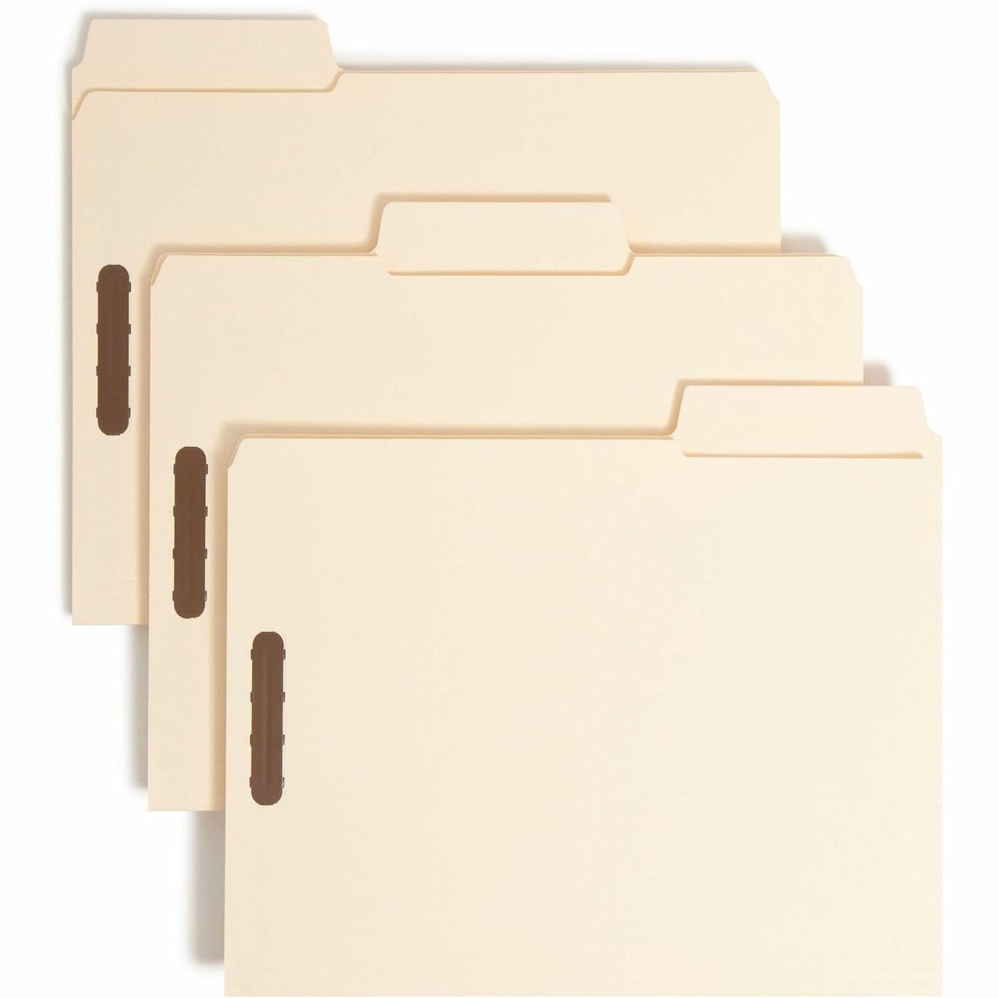Smead SuperTab® Heavyweight Fastener File Folder, 2 Fasteners, Oversized Reinforced 1/3-Cut Tab, Guide Height, Letter Size, Manila, 50 per Box (14545)