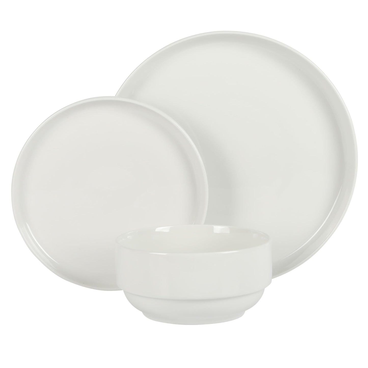 Gibson Home Rothernberg 18-Piece Stackable Porcelain Dinnerware Set, Service for 6 – White Plates and Bowls, Microwave & Dishwasher Safe