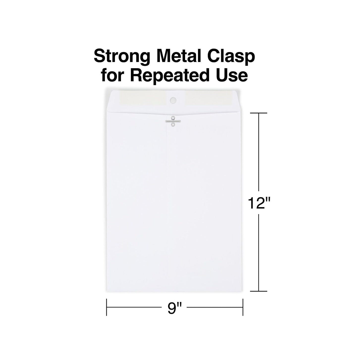 Staples 9 x 12 Wove Clasp Envelopes, White, Metal Clasp & Gummed Seal, Durable Document Mailing Envelopes, 100/Box
