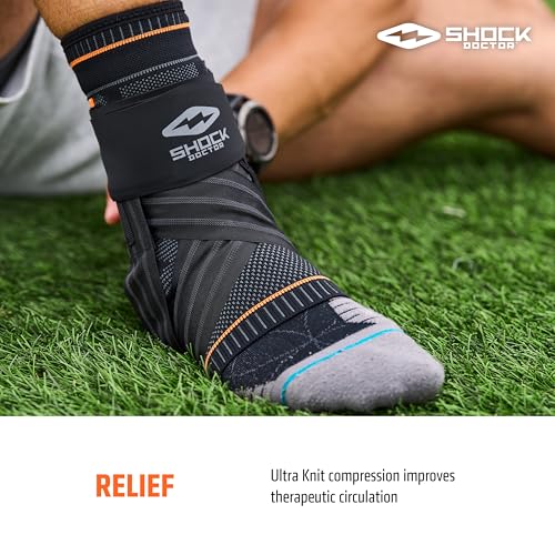 Shock Doctor Ultra Knit Ankle Brace W/Figure 6 Strap & Stays Black, Large