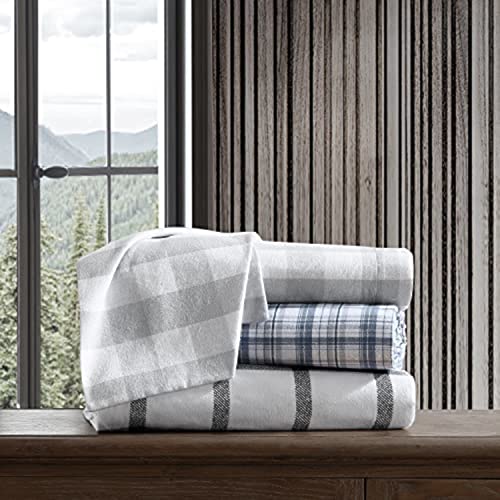 Eddie Bauer - King Sheets, Cotton Flannel Bedding Set, Brushed For Extra Softness, Cozy Home Decor (Bunkhouse Plaid, King)