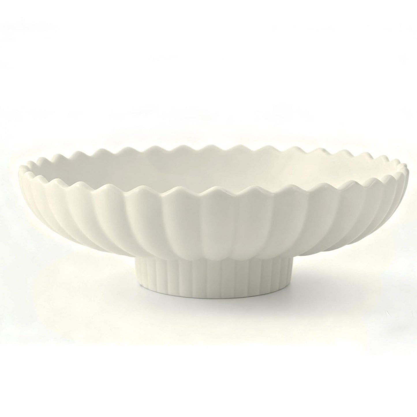 Yeatel Large Decorative Bowl, 10.6-Inch Handmade Modern Ceramic Centerpiece Bowl with Scalloped Edge, Perfect as Fruit Bowl, Key & Jewelry Catchall, Candy Bowl for Home, Kitchen, Entryway Table Decor