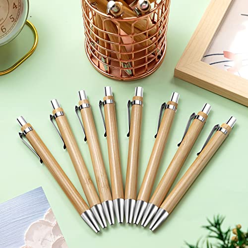 SATINIOR 200 Pcs Bamboo Ballpoint Pens, Wooden Retractable Ballpoint Pen, Black Ink, 1mm Pen, Sustainable, Stylish, Practical, Widely Applicable