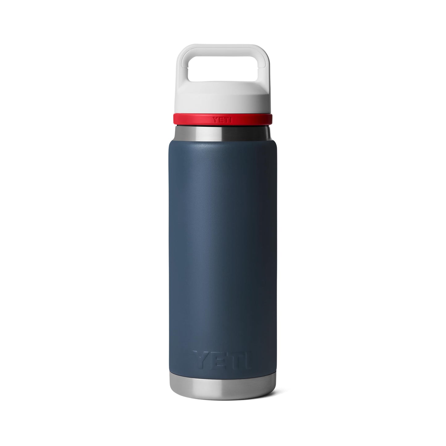 YETI Rambler 26 oz Bottle, Leakproof, Vacuum Insulated, Stainless Steel with Chug Cap, Navy/Rescue Red/White/Badge