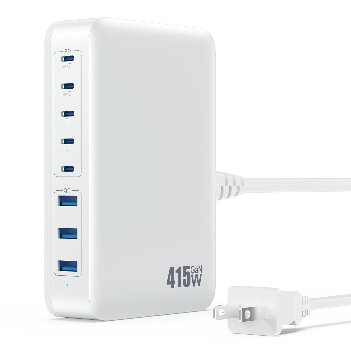 USB C Charger 415W USB C Charger Block, 8-Ports GaN IV Fast Charging Station Hub, Dual PD 100W Laptop Charger Adapter,for MacBook Pro/Air/iPad/iPhone16/15/14/Apple Watch/DELL/Samsung for Home Office