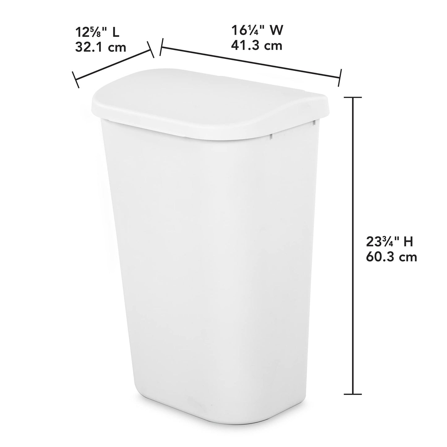 Sterilite 10758006 11.3 gal Lift Top Wastebasket White