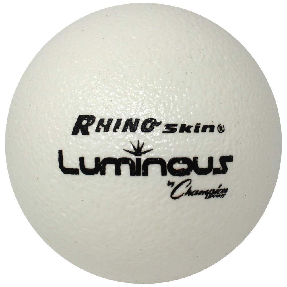 Champion Sports Premium Rhino Skin Dodgeballs with Mesh Storage Bag, Set of 6 - Glow in the Dark Playground Balls for Outdoor Games and Gym Class - Low Bounce Dodgeballs