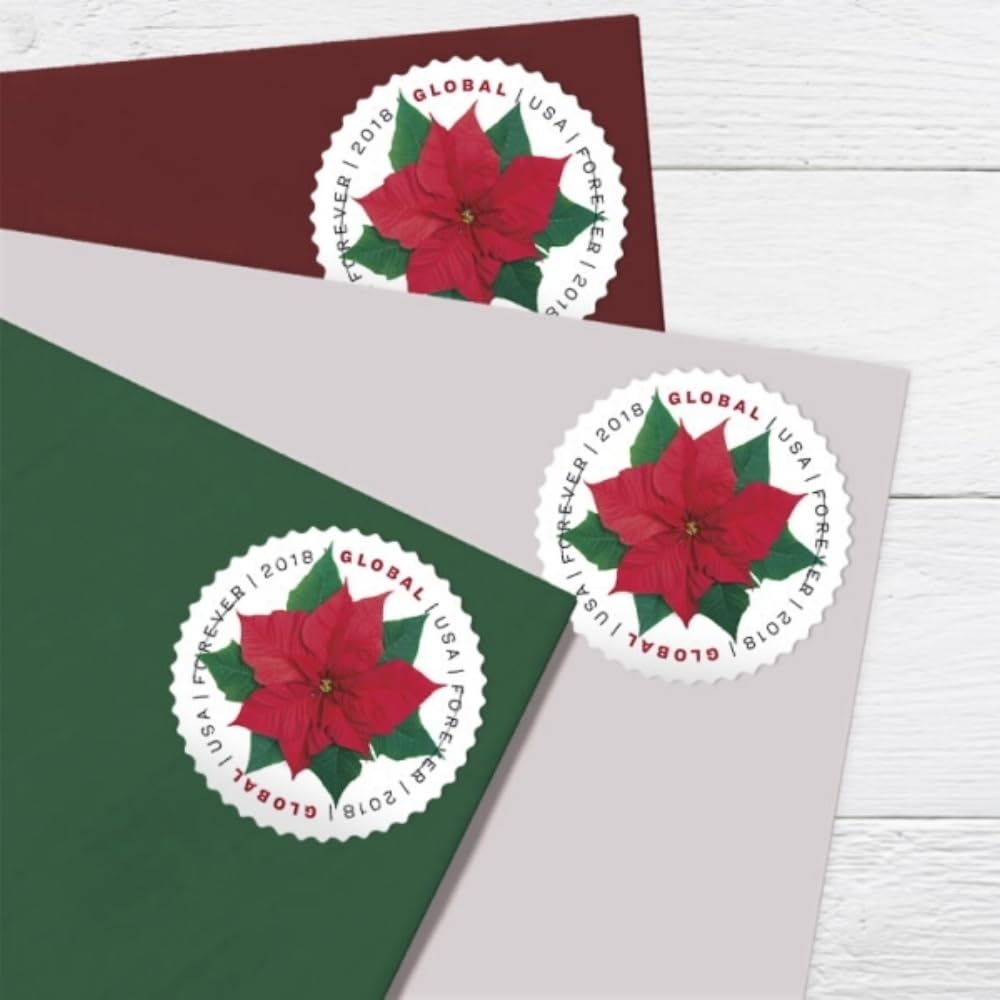 Global Poinsettia 2 Sheets of 10 International First Class Forever US Postage Stamps Mail Holiday Celebration Flower (20 stamps)