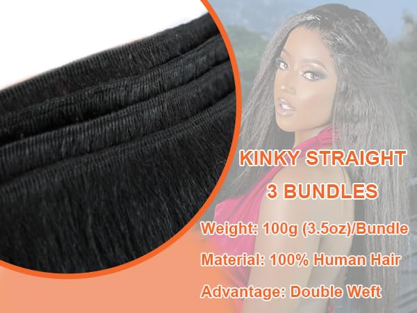Kinky Straight Bundles Human Hair 18 20 22 Inch Yaki Straight Bundles Kinkystraight Human Hair Bundles 12A Brazilian Virgin Human Hair Bundles For Black Women Black Raw Remy Hair Extension 3 Bundles