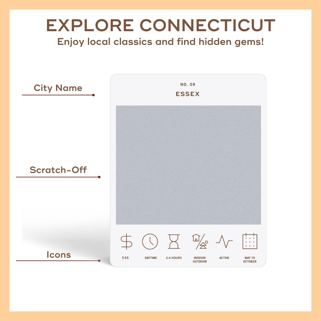 Reach International Outfitters Connecticut Adventure Bucket List: 50 Scratch-Off Cards for Outdoor Activities, Tourist Attractions, and Road Trips - Perfect Travel Gift and Guide for Exploring