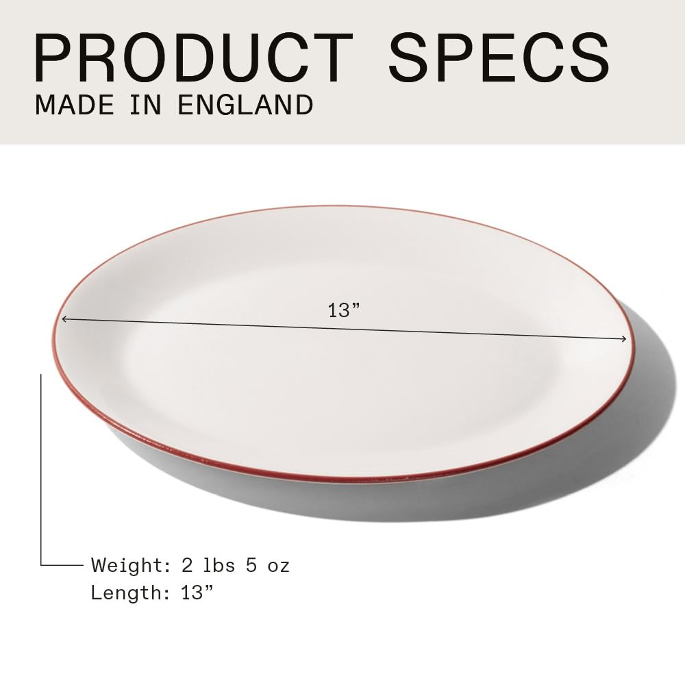 Made In Cookware - Serving Platter - White With Red Rim - Porcelain England