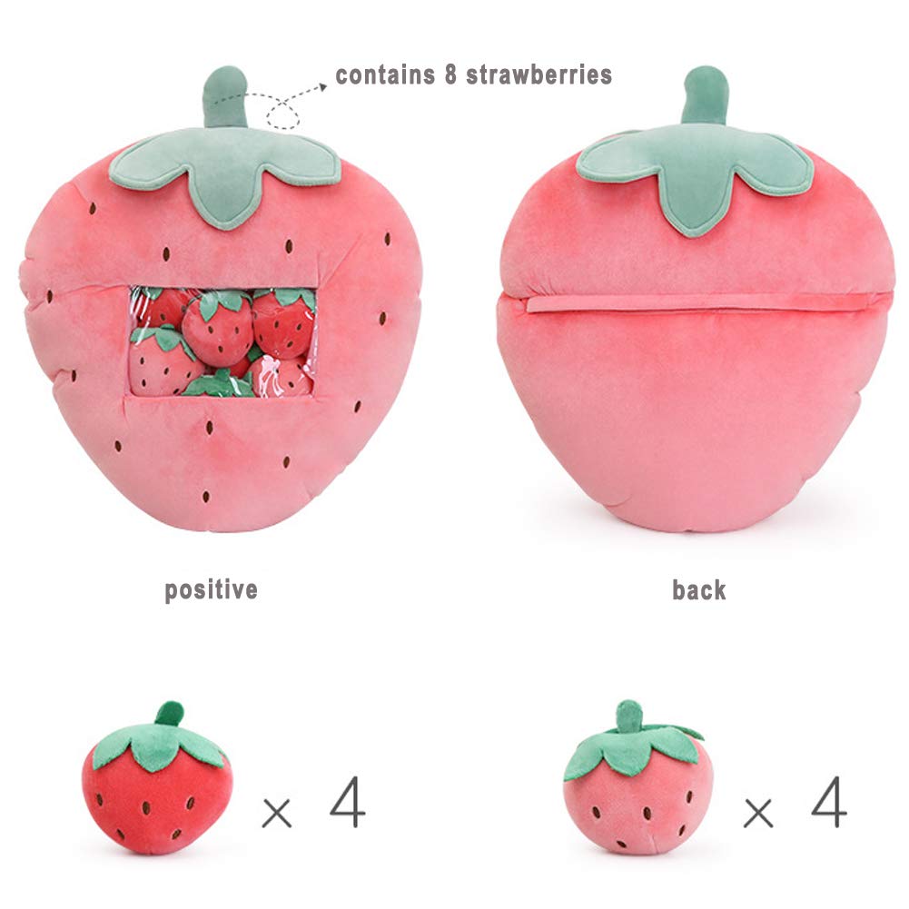 REFAHB Cute Throw Pillow Stuffed Strawberry Toys Removable Fluffy Creative Gifts for Teens Girls Kids