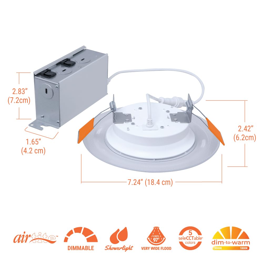 HALO RL 6 in Recessed LED Canless Dual Mode Night Light and Downlight, 1000 Lumens, Selectable CCT 2700K-5000K, Dim to Warm Technology, Matte White - RLNL6109FSD2W1EWHDM