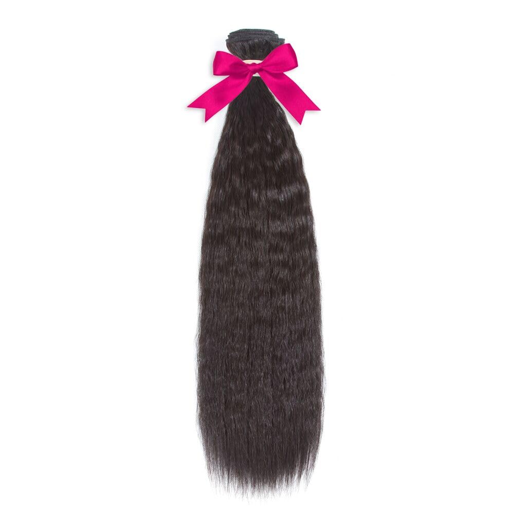 Human Hair Bundles Kinky Straight 1pcs 20 inch Single bundle Human Hair Yaki Straight Natural Black Kinky Hair For Black Girl
