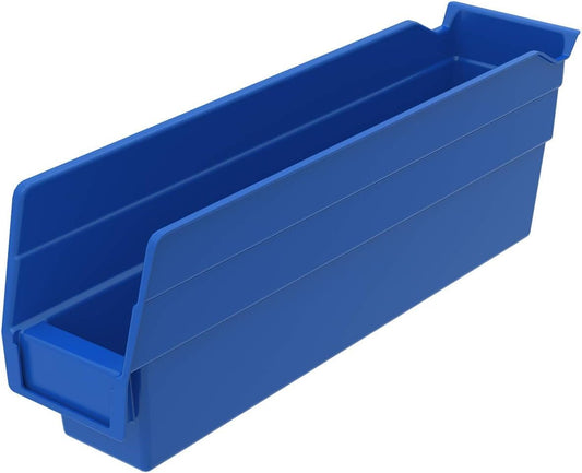 Akro-Mils 30110 Plastic Shelf Bins, Heavy Duty Storage Bins to Use for Garage Organization Bins, Closet Organizer, and Drawer Organizer, 12-Inch x 3-Inch x 4-Inch, Blue, 24-Pack