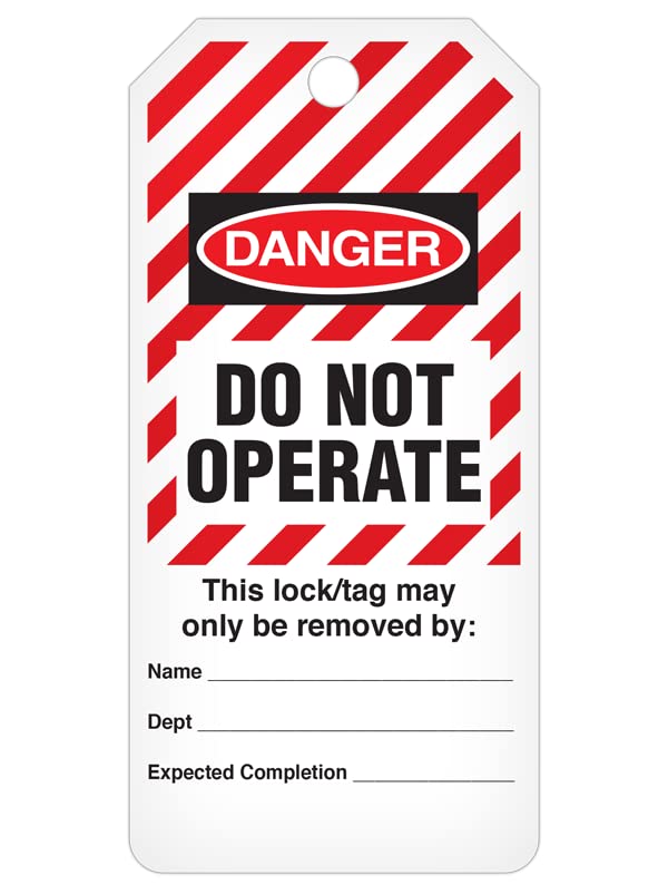 INCOM Manufacturing Lockout Tags On A Roll, Danger Do Not Operate, Heavy-Duty DuraPly™ Stock, Waterproof And Tear-Resistant, Red/Black On White, 6.25 Inch X 3 Inch X 10 Mil Thickness, 100 pack,RT6025C