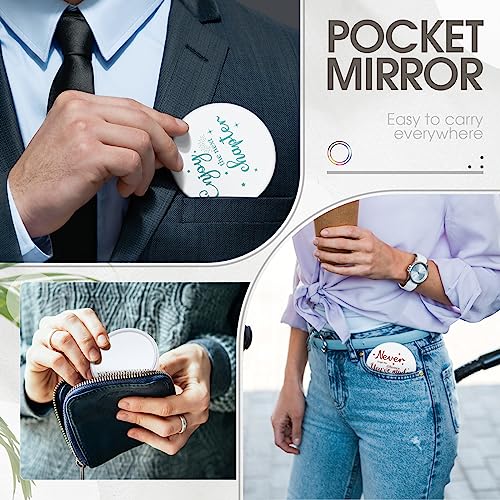 Kigley Mother's Day International Gifts for Women 2.8 Inch Inspirational Compact Mirror Round Portable Pocket Makeup Glass Mirror Purse Mini Small Mirror for Nurse Graduation(White Base,96 Pcs)