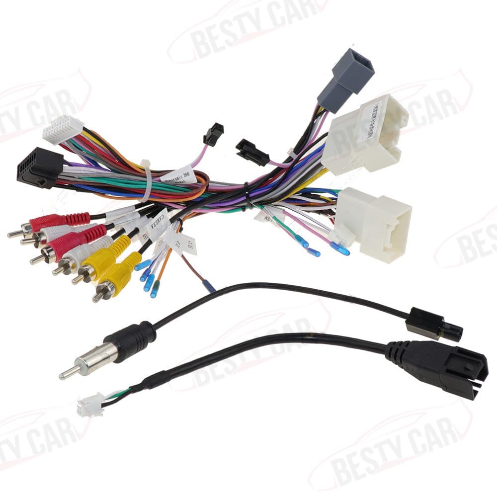 Bestycar 16pin Car Stereo Wiring Harness Adapter with Canbus Box for Mitsubishi Outlander Pajero Support OEM Rockford Amplifier Camera SWC USB