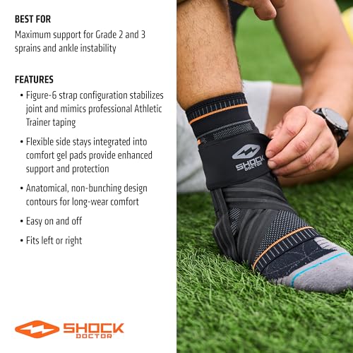 Shock Doctor Ultra Knit Ankle Brace W/Figure 6 Strap & Stays Black, Large