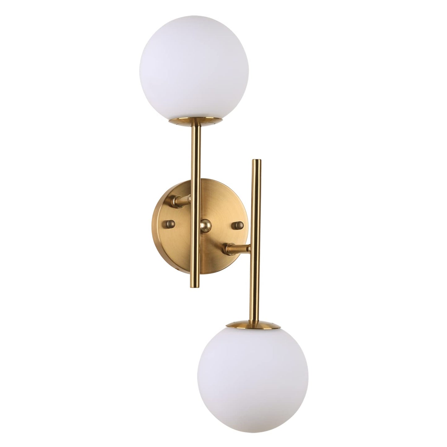 BYOLIIMA Gold Globe Wall Sconce, 7.5" W x 20" H, G9 Base, Compatible with LED or Halogen Bulbs, Perfect for Bathroom, Kitchen, Living Room, Home Office, Lobby, Bedroom