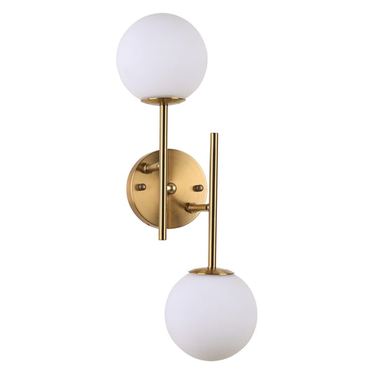 BYOLIIMA Gold Globe Wall Sconce, 7.5" W x 20" H, G9 Base, Compatible with LED or Halogen Bulbs, Perfect for Bathroom, Kitchen, Living Room, Home Office, Lobby, Bedroom