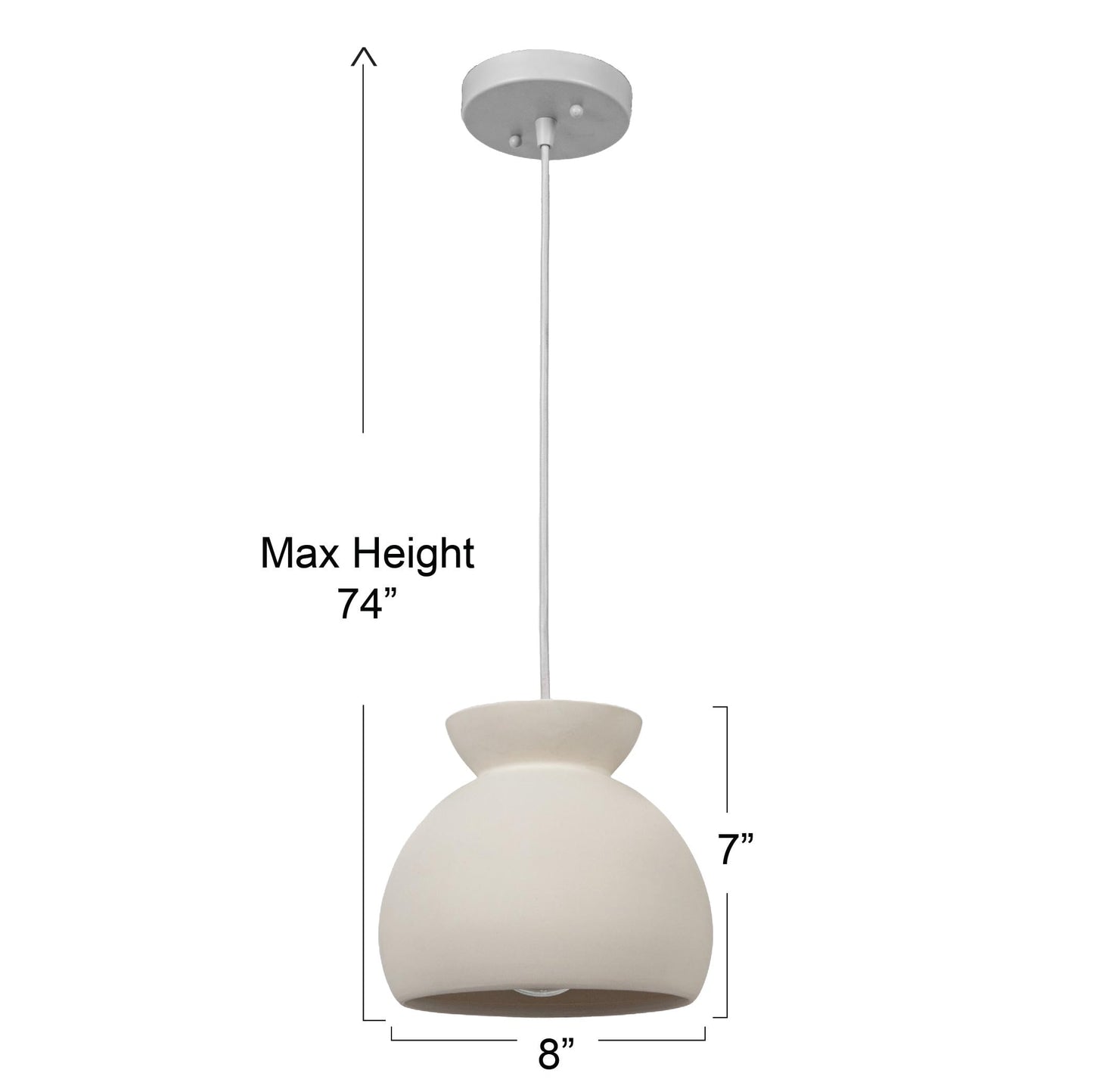 Robert Stevenson Lighting Sienna - Boho Ceramic Ceiling Light with White Fabric Cord, Matte White
