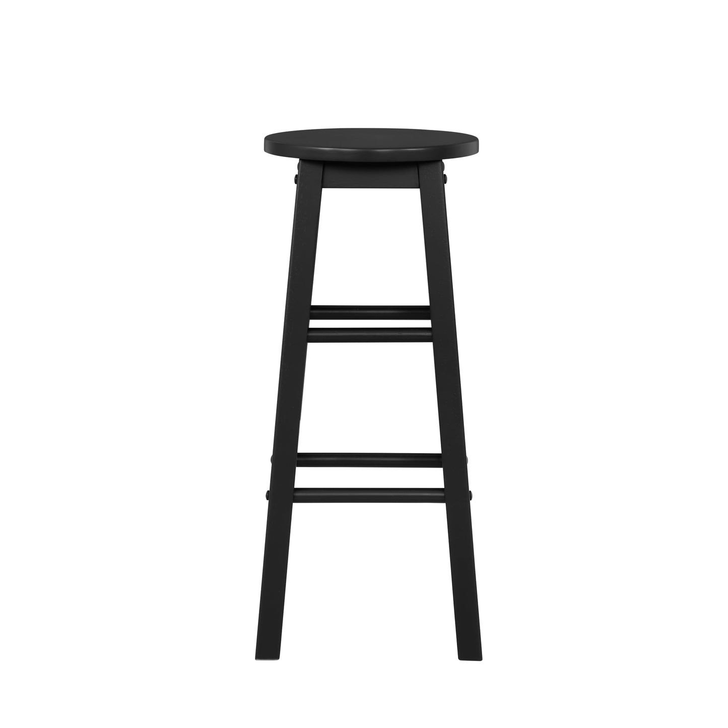 Linon Zeke Black Solid Wood Backless Round Barstool with 29 inch Seat Height