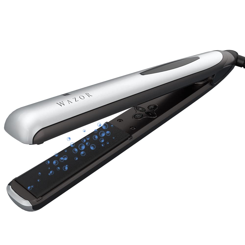 2 in 1 Flat Iron Professional Ceramic Hair Straightening Iron Instant Heat Up Automatic Shut Off and Digital LED Display Sliver White