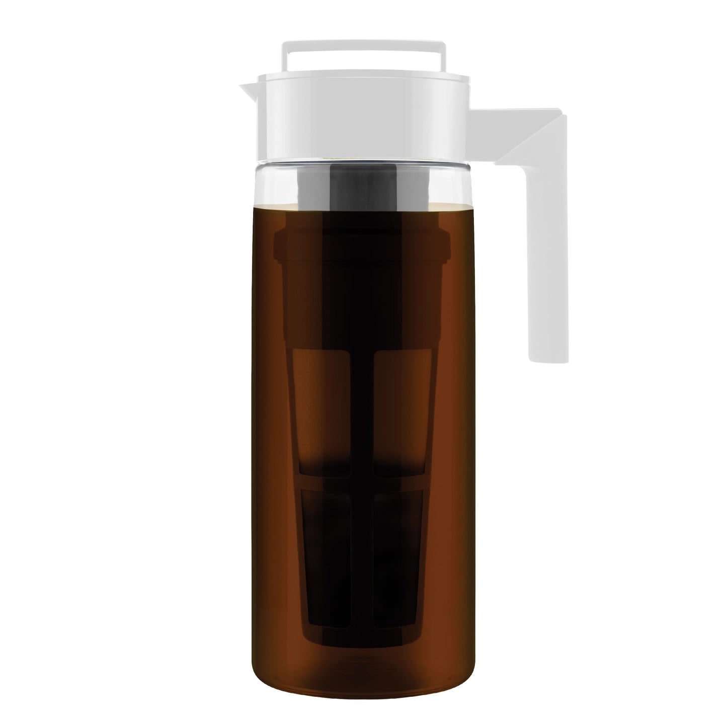 Takeya Deluxe Cold Brew Coffee Maker - BPA-Free Tritan Pitcher with Airtight Leakproof Lid, Silicone Grip Handle, Fine-Mesh Filter - Shatter-Proof, Dishwasher Safe, Made in USA - 2 Quart/White