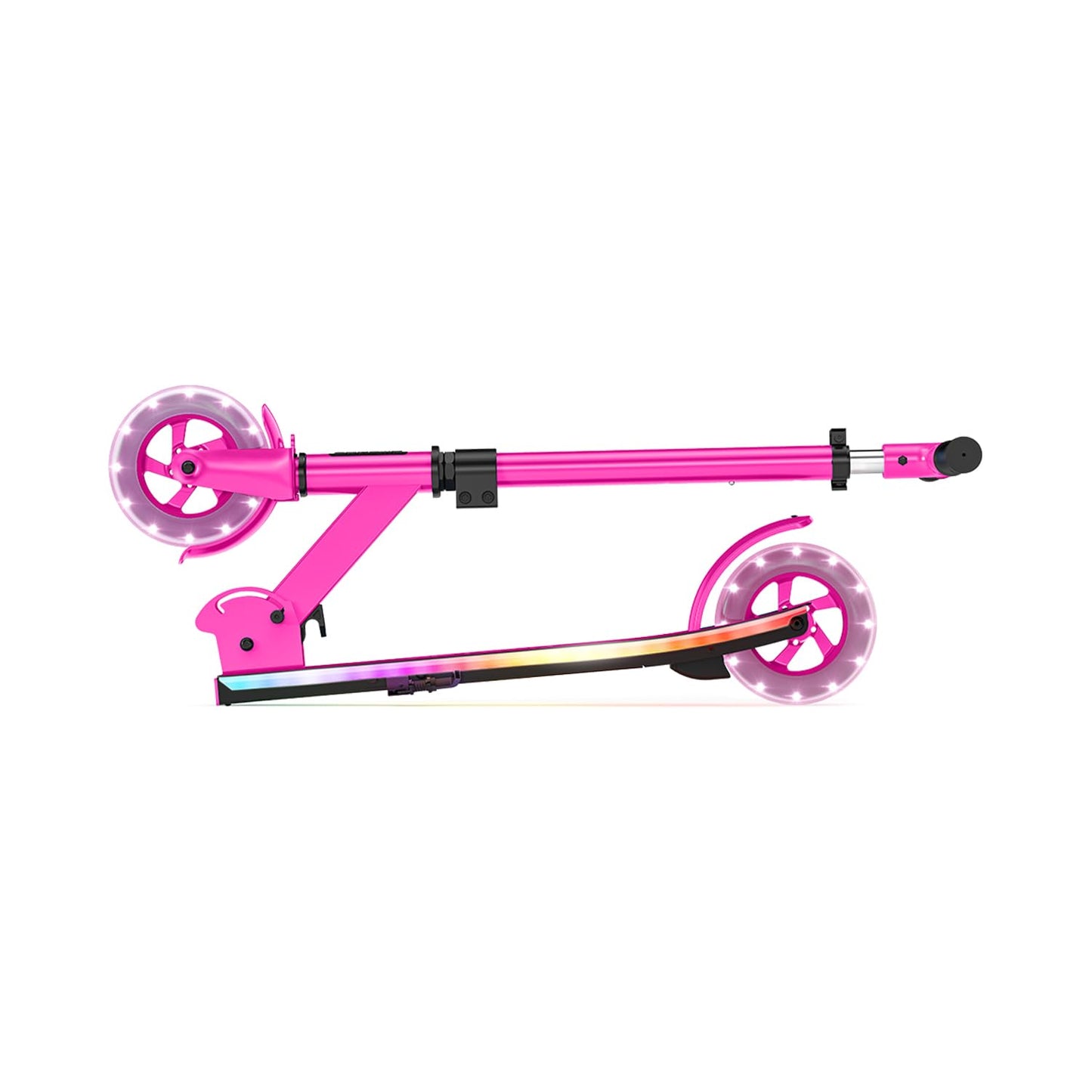 Jetson Highlight 2-Wheel Kick Scooter, Kinetic Lights on Deck and Wheels, 6 Inch Wheels, Rear Brake, Easy-Folding Mechanism, Ages 6+, Pink, JHGLT-PNK