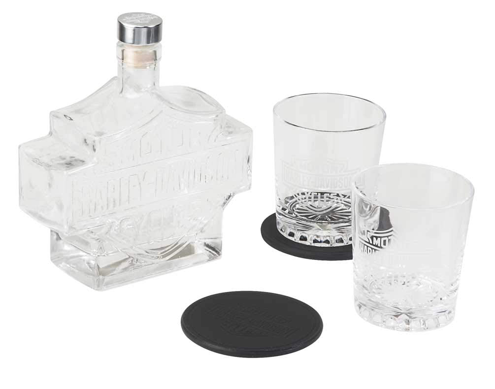 Harley-Davidson Bar & Shield Logo Decanter Set, Hand Blown Set HDL-18746