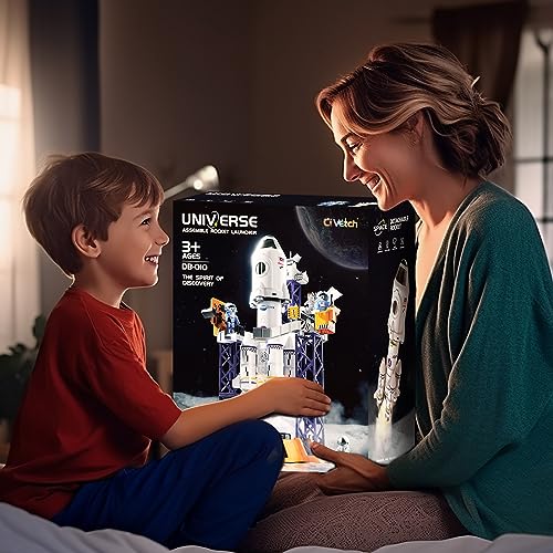 Rocket Launcher Space Shuttle Toys for Kids Boys Age 3 4 5 6 7 8 9 Years Old, 2-in-1 STEM Building Aerospace Toys with Rocket Launcher for Indoor Outdoor, Spaceship Toys Birthday Gift for Boys Girls