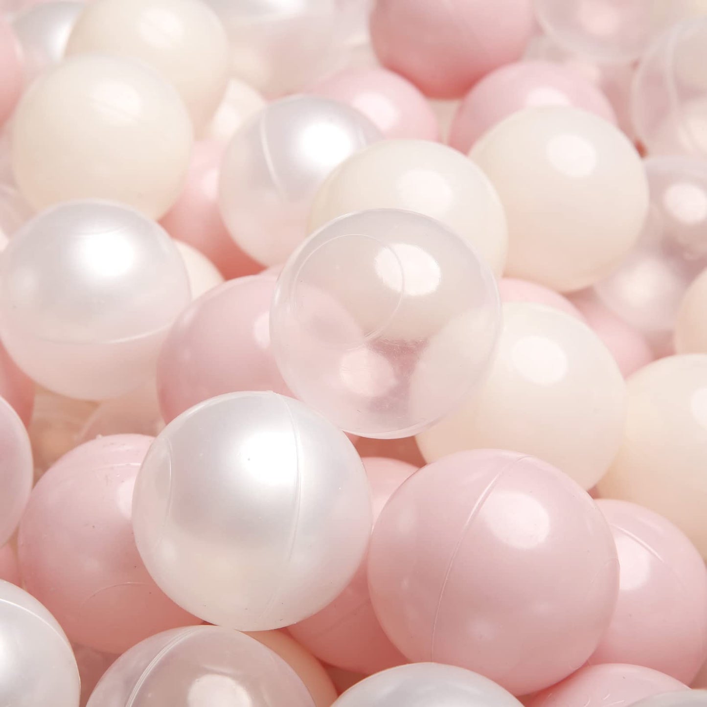 TRENDPLAY Plastic Balls for Ball Pits - Pack of 100 Hollow Balls- Safe and Exciting Playtime - Perfect for Toddler Baby Pools,Party,Festival Decoration, Pink+Beige+ Pearl White