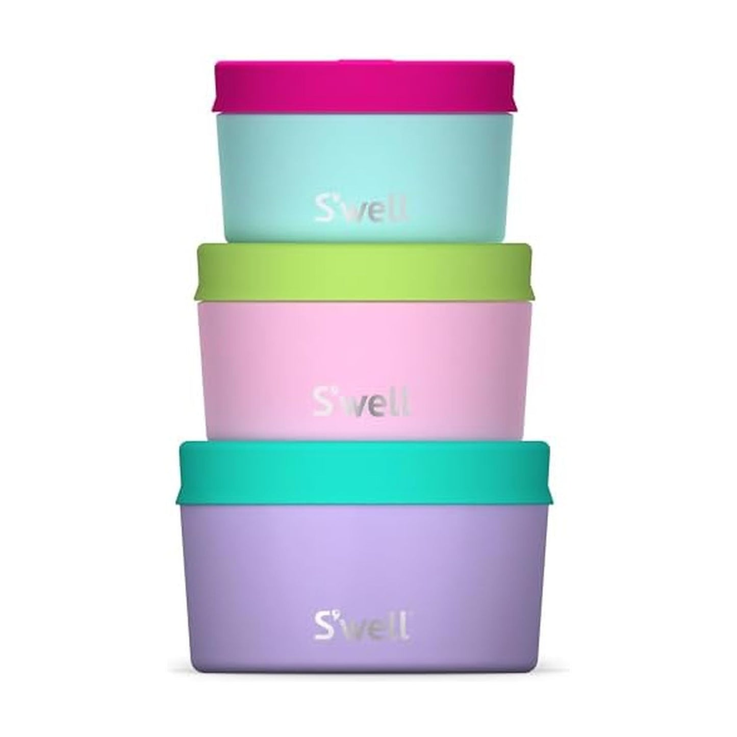 S'well Stainless Steel Food Canister Set Of Three, 10oz, 16oz, and 24oz, Pastel Paradise, Single Walled Durable Construction, BPA Free, Dishwasher Safe