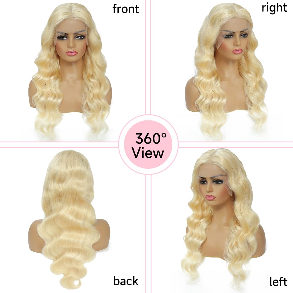 Loyom 613 28 Inch Lace Front Wig Human Hair 13x6 Transparent Lace 12A 200 Density Blonde Lace Front Wigs Human Hair Body Wave Lace Front Wigs Human Hair 613 HD Lace Frontal Wig Human Hair Wig Blonde