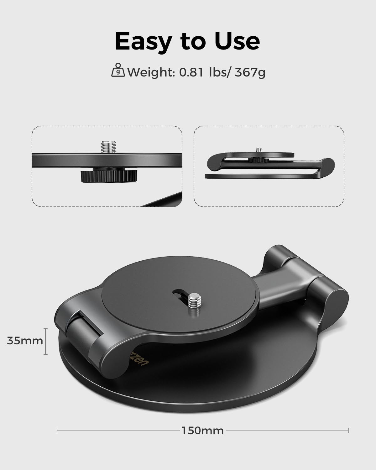 Aurzen Projector Foldable Stand, Ultra-Compact Foldable Stand with Easy Setup and 180-Degree Rotation, Fits The Eazze Series, Lightweight 367g (Only Stand)