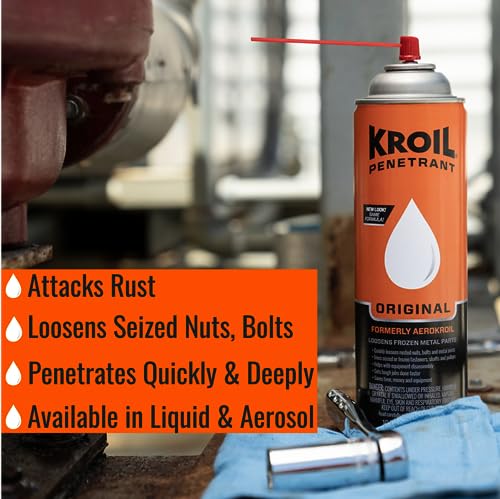 Kroil Original Penetrating Oil (Aerosol Spray-16.5oz Can-Case of 6) | Penetrant for Rusted Bolts, Metal, Hinges, Chains, Moving Parts | Rust, Corrosion Inhibitor (AZKS162C6)