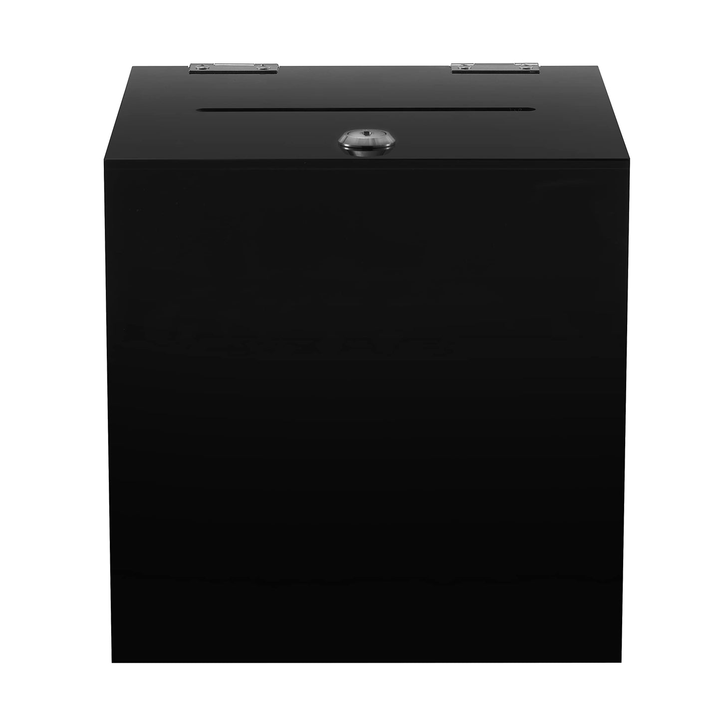 CiaoHER Acrylic Black Donation Box, Ballot Suggestion Box Money Storage Square Container for Voting, Charity, Ballot, Contest, Suggestions (10x10x10 inches)