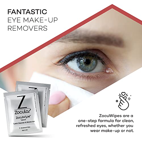 Zocuwipe Eyelid Wipes with Natural Okra Complex - Eyelid Cleanser and Moisturizer Pads for Irritated, Red Eyes from Dry Eye, Blepharitis 30ct