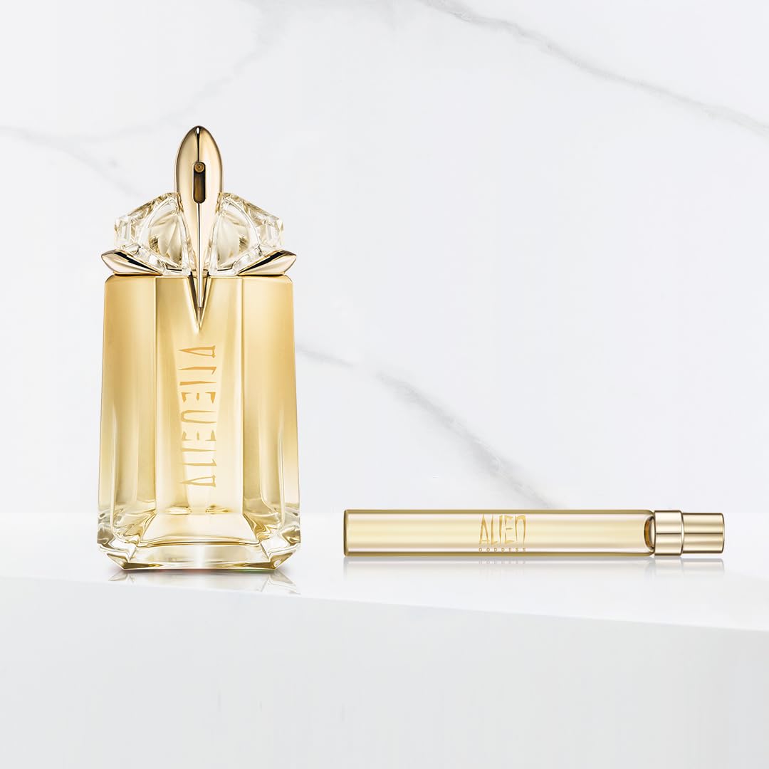 Mugler Alien Goddess - Eau de Parfum - Women's Perfume - Floral & Woody - With Bergamot, Jasmine, and Vanilla - Long Lasting Fragrance - Travel Size - 0.33 Fl Oz