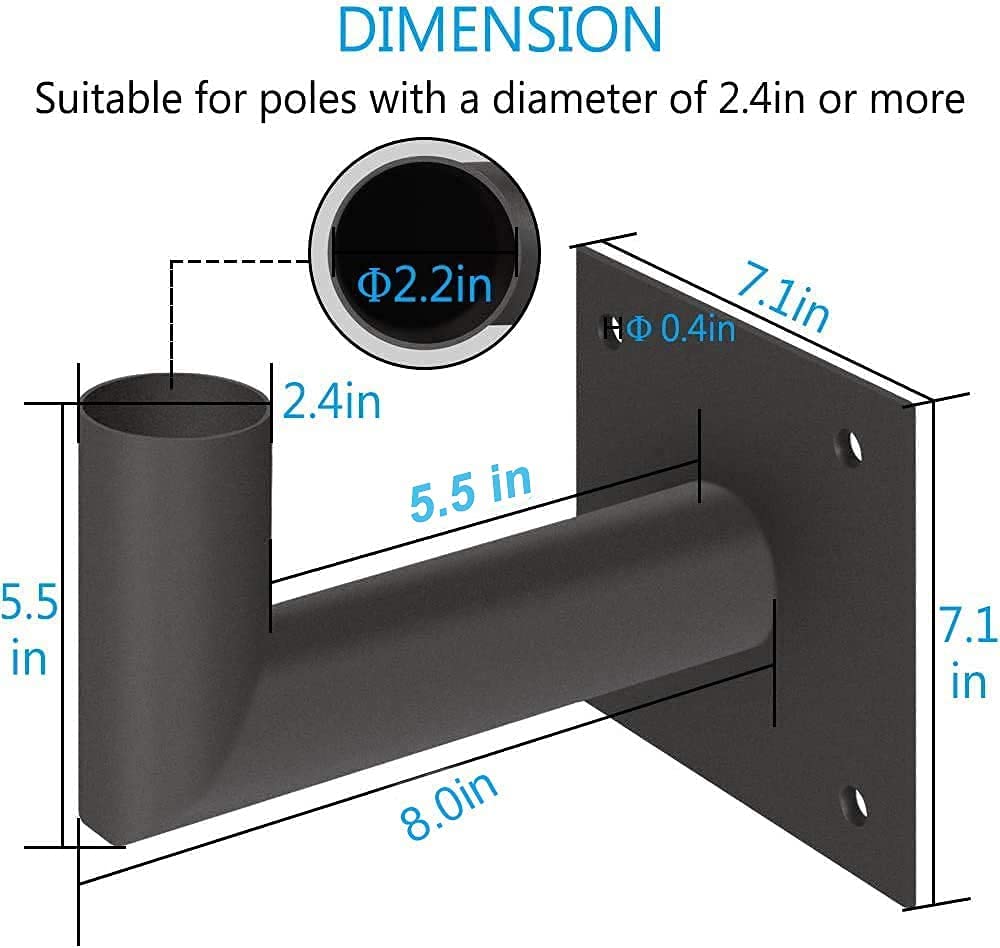LEDMO 90 Degree Wall Mount Bracket - L Shape Bracket Tenon Adaptor for Outdoor LED Parking Lot Light Dusk to Dawn Outdoor Commercial LED Shoebox Lights with Photocell Street Lighting Yard Fixture