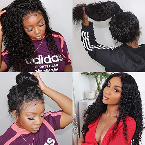 Deep Wave Lace Front Wigs Human Hair Pre Plucked 13x4 Lace Frontal Wigs For Women With Baby Hair 180% Density Wet and Wavy Transparent Brazilian Human Hair Wig Pre plucked Hair Natural Color 24Inch
