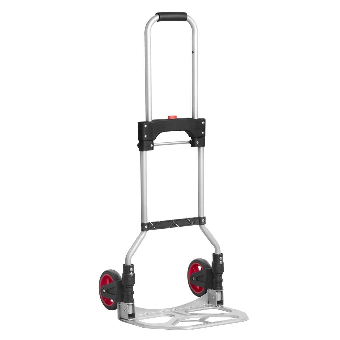 LEADALLWAY Dolly Cart Folding Hand Truck and Dolly,Steel Portable Cart with Telescoping Handle and Nylon+Rubber Wheels 180 lbs Capacity