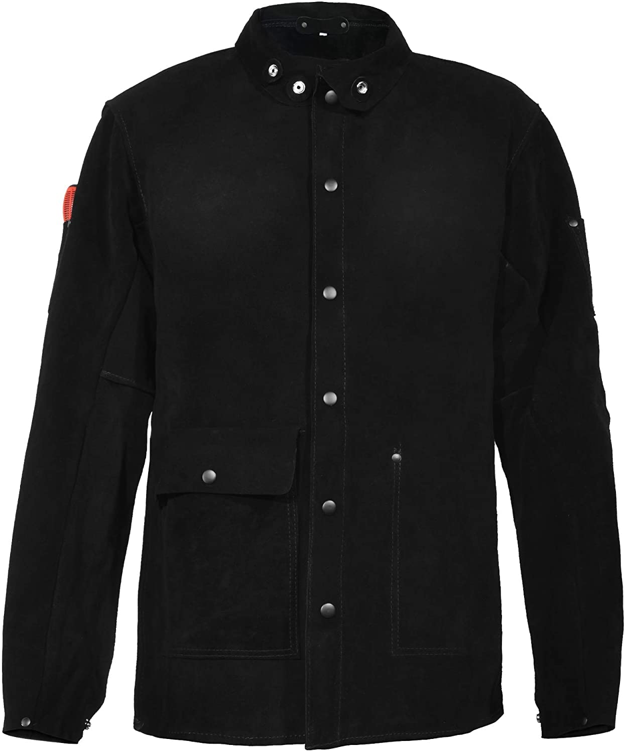 Black Leather Welding Jacket, Heavy Duty FR Heavy Duty Split Cowhide Leahter (X-Large, x_l)