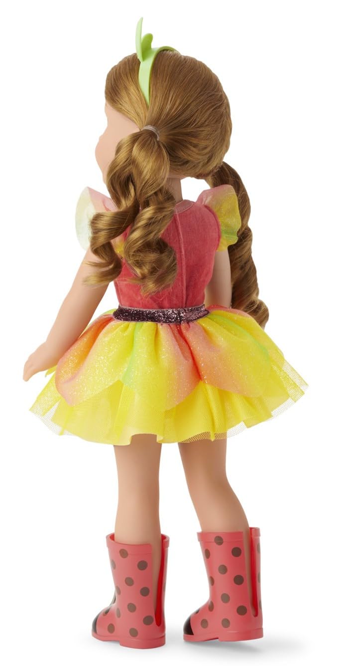 American Girl WellieWishers 14.5-inch Willa Doll with Coral Leotard, Mesh Skirt, Headband, and Boots, For Ages 4+