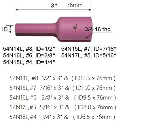 RIVERWELD TIG Jumbo Gas Lens Collet Body Alumina Nozzle Ceramic Cups Assorted Size Kit Fit QQ300 PTA DB SR WP 17 18 26 TIG Welding Torch 67pcs