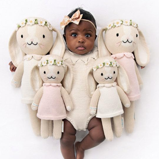 cuddle + kind Hannah The Bunny Blush Regular 20" Hand-Knit Doll – 1 Doll = 10 Meals, Fair Trade, Heirloom Quality, Handcrafted in Peru, 100% Cotton Yarn