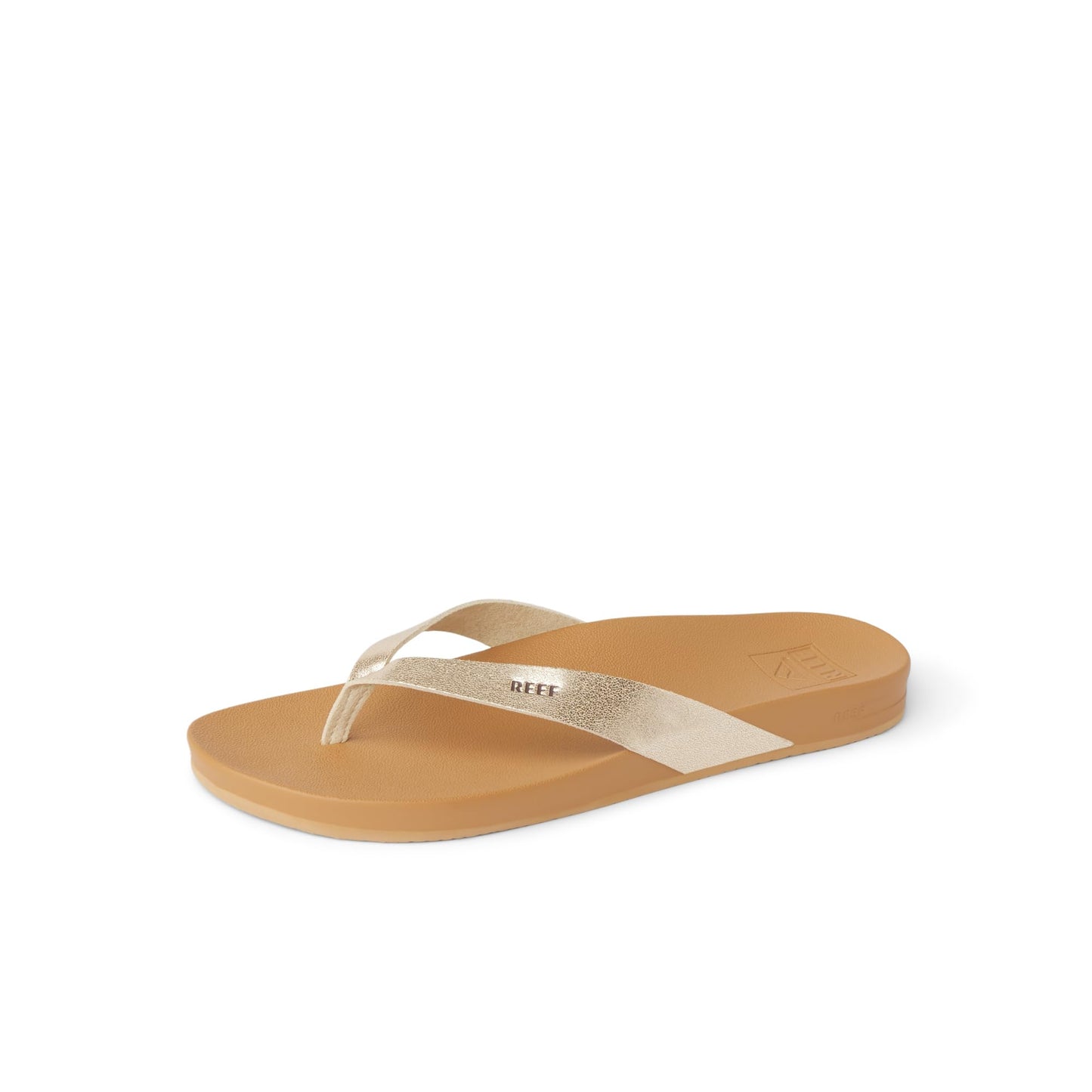 Reef Cushion Court Womens Flip Flop, Molded Cushion Footbed, Arch Support, Tan/Champagne, 9.5