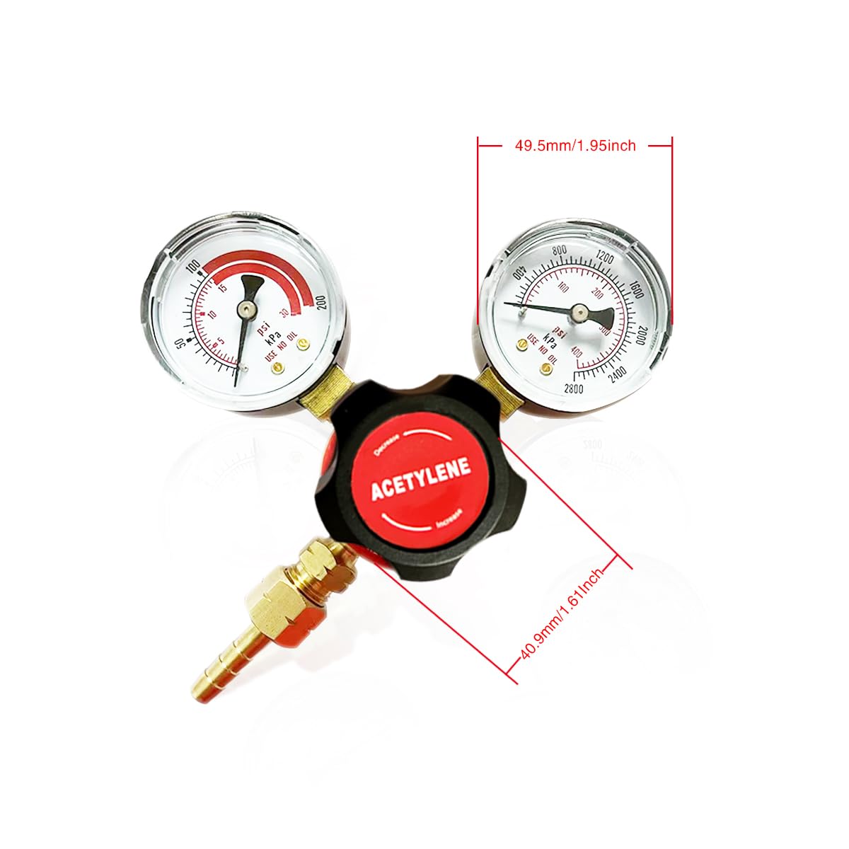 KOLENSA Dual Welding Gas Gauges, Oxygen (CGA-540) Acetylene (CGA-200) Regulators Combo (2 PCS), Full Brass Kit for Portable Tanks Compatible with Victor Torch Cutting